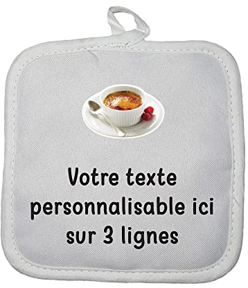 Mygoodprice Manique Gant de Cuisine Pictogramme Crème Brulée avec Texte Personnalisable