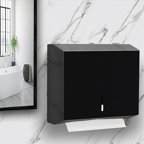 Taschentuchbox Große Kapazität schwarz/chrom papier handtuchkasten edelstahl tuch tuch box wand hängen toilettenpapierkiste(Black)