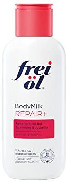 frei öl BODYCONCEPT BodyMilk REPAIR+, Regeneration bei Spannung & Juckreiz, versorgt gestresste und angegriffene Haut mit viel Feuchtigkeit, Hautpflege, vegan, 250 ml