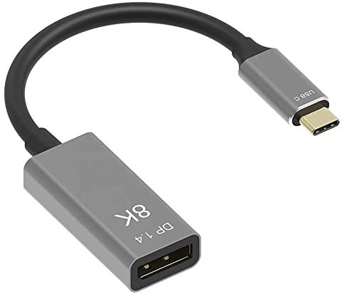 Tradebit - USB-C - DisplayPort Adapter I DisplayPort 1.4 8K 30Hz 4K 120Hz I Kompatibel mit G-Sync und Freesync I Plug & Play I Perfekt für VR Goggles I Keine Zusätzliche Stromquelle Erforderlich