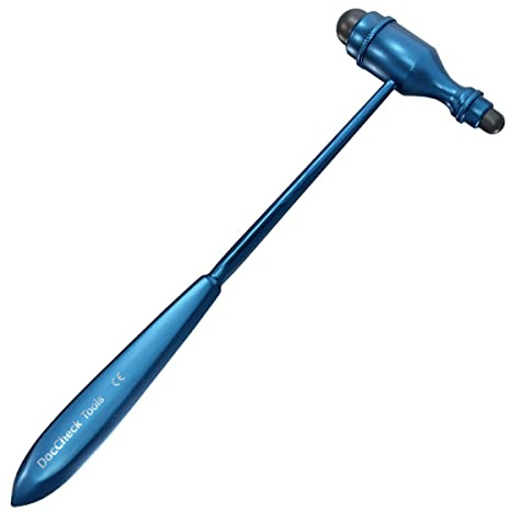 DocCheck Reflexhammer Klopp nach Trömner – Metallgriff, Neurologische Griffspitze für Dehn- und Hautreflexe, Schwerer Hammerkopf, einfache Desinfektion, in verschiedenen Farben erhältlich (Blau)