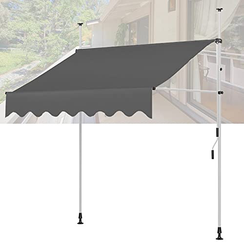 REALN Einziehbare Manuelle Markise, Klemmmarkise Mit Handkurbel, Gelenkarmmarkise, Ohne Bohren, HöHenverstellbar, Geeignet FüR Jede TüR Und Jedes Fenster (Color : Black a, Size : L:2.5m/8.2ft)