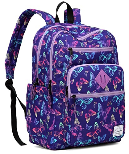 VASCHY Sac à Dos Hommes, Grande Capacité Léger Sac a Dos Femmes 15,6 Pouces Cartables Garcons Filles Ados pour Scolaire Lycée Collège Voyage Travail, Papillon, 30.5 x 16 x 43.5 cm, Sac à dos daypack