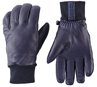 OOZi Lederhandschuhe für Herren und Damen, Winterlederhandschuhe aus echtem Schaffell für Radfahrten, Wandern, Skifahren, Snowboarden, Autofahrten (Ozeanblau,M)