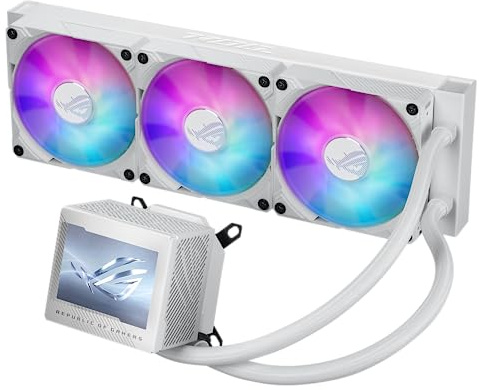 ASUS ROG Ryujin III 360 ARGB WHT - Enfriador líquido todo en uno para CPU con radiador de 360 mm. Bomba Asetek de 8ª generación, 3 ventiladores ARGB magnéticos de 120 mm (diseño de cadena de