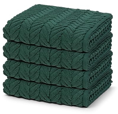 Ross - 4 teiliges Frottier-Set - Sensual Skin - Zopf-Muster (4 X Handtuch im Set) - 500 g/m2 - Baumwolle - Walkfrottee - saugstark - weich und flauschig - Moosgrün