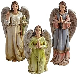ZJSGLA 5 Praying Angel Nativity Village Figurines Collection Guardian Prayer Angel Figures Set of 3