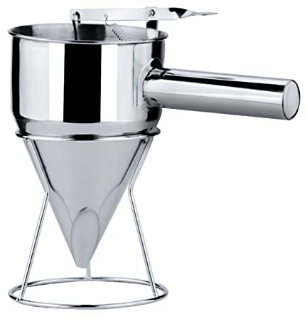 Stainless Steel Pancake Batter Dispenser, 1200ml Funnel Dispenser with Stand, Gourmet Pourer, Great for Baking, Cupcakes, Muffins Cooking Crepes, Waffles(21mm Aperture)