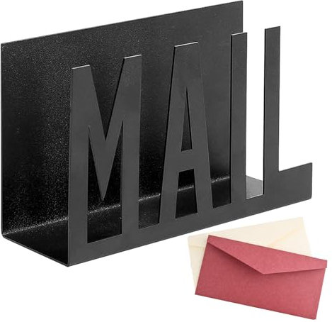 Moreeulsi Briefhalter, Briefsortierer, Metall-Umschlag, Organisationsregal, für Schule, stilvoll, schwarzer Briefhalter für Notizblöcke, Umschläge, Visitenkarten, Post