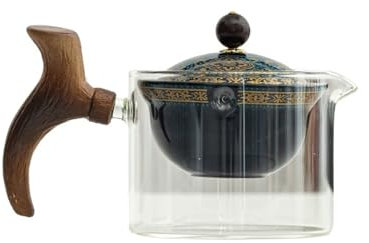 NEDLON Machine À Thé À Rotation 360, Théière Rotative En Verre Avec Infuseur, Service À Thé Vintage En Porcelaine Chinoise Pour Outil De Préparation De Thé En Vrac (Color : K-300ml)