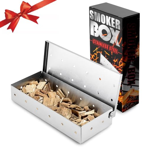Joyeee Affumicatore Acciaio Inox Barbecue, BBQ Aroma Box, Scatola per Affumicatura per Barbecue a Gas, per Affumicatori, Barbecue a Carbonella e a Gas Smoker Box