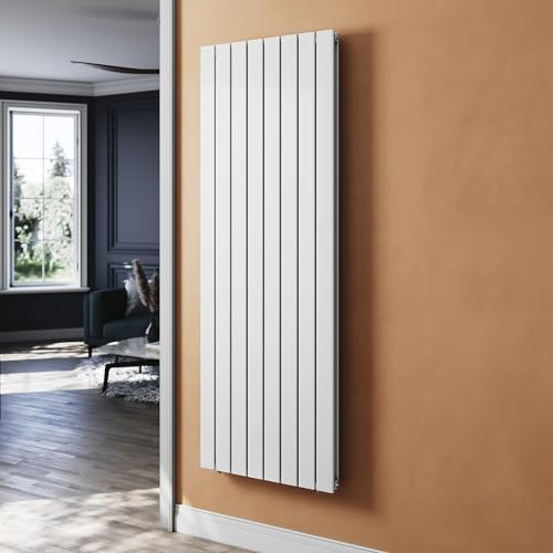 SUNXURY Radiatore piatto, colore bianco, 1800 x 619 mm, radiatore per bagno, design verticale, a doppio strato, con attacco centrale (1849 Watt)
