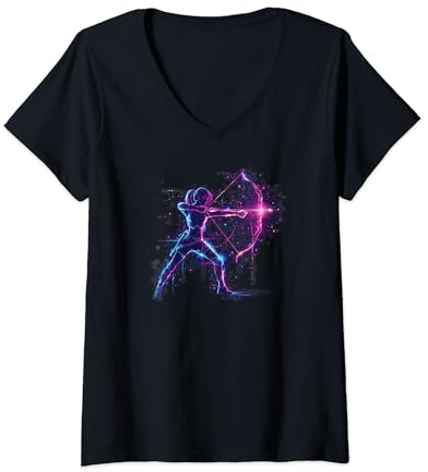 Damen Bogensport und Futuristische Bogenschützin T-Shirt mit V-Ausschnitt