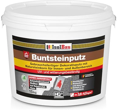 Isolbau - Buntsteinputz für Außen und Innen (Anthrazit) 15 kg - BP100 Mosaikputz Dekorationsputz Frostsicher, Wasserfest, Stoßfest