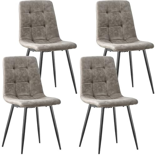 ANVOFONG Esszimmerstühle 4er Set,küchenstühle mit Metallfuß,für Stühle Esszimmer, Wohnzimmer, Küche, Schlafzimmer und Empfangsraum-Khaki