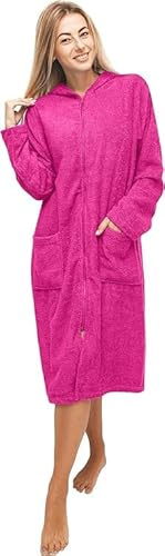 ALLEN & MATE 100% BAUMWOLLE Unisex-Bademantel mit Kapuze und Reißverschluss, 380 g/m², Sicherheitszertifizierung, Weich und Saugfähig, ideal für Herren und Damen