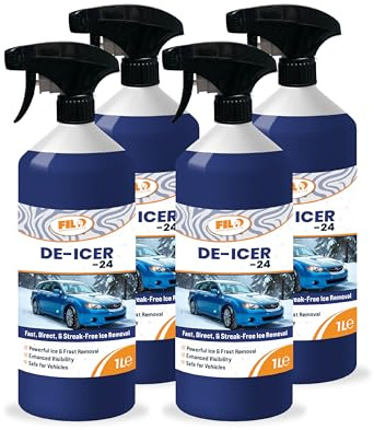 Filo De Icer Spray for Car 4 x 1 Litre | Powerful -24°C Deicer Car Windscreen Spray – Effectively Melts Ice, Clears Frost & Prevents Re-Freezing, Easy to Use
