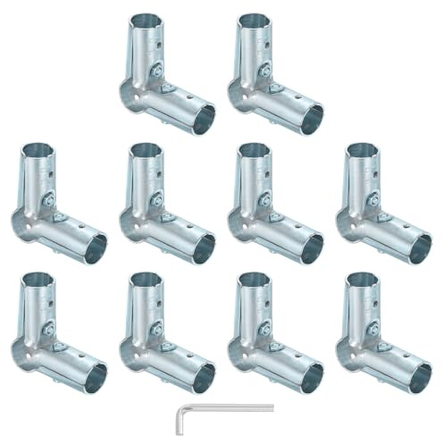 sourcing map 20Pcs 90 Degree Structural Pipe Connector, 3 Way Corner Fitting End Rail Clamps, Metal Joint Chain Link Fence Clamp Fit OD 1 Inch (25mm) Tube for Fence, Shelf Set-Ups