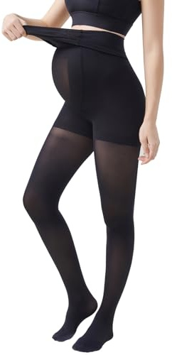 MANCI Sömlösa svarta graviditetstights för graviditet – 80D – S, M, L, XL, Svart, S
