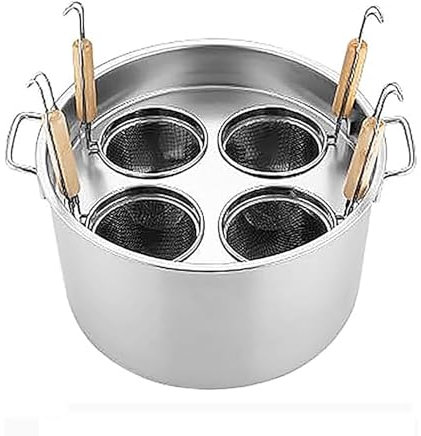 Nudelkocher Pastakocher Nudelkocher Nudeltopf, 4-Loch Nudelkocher aus Edelstahl mit Einsatz Siebkorb/Deckel/Trennwand, Effiziente Heizung, für die Küche im Restaurant zu Hause