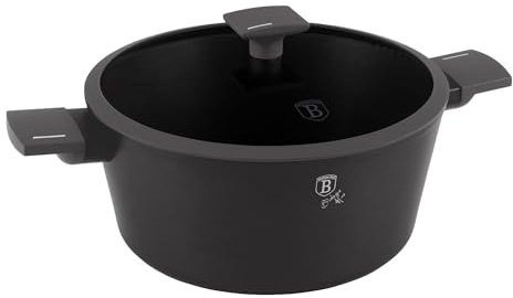 Berlinger Haus Kasserolle mit Deckel | 24 cm Black Rose Collection | Geschmiedetes Aluminium, Marmor-Antihaftbeschichtung | Für alle Herdarten geeignet