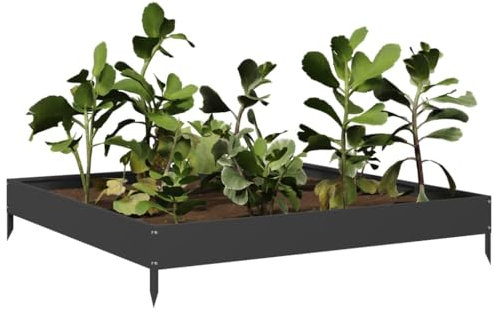 Gecheer Hochbeet Gemüsebeet Pflanzbeet Gartenbeet Frühbeet Pflanzkasten Schwarz 100x100x18,5 cm Stahl