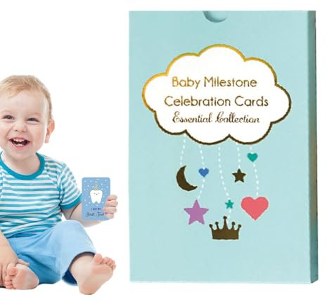 Generisch Meilensteinblöcke, monatliche Meilensteinkarten für Kinder - Buntes Kindermonatzeichen - 50x lustige Babyscheiben, entzückende Babypartydekorationen für Partys