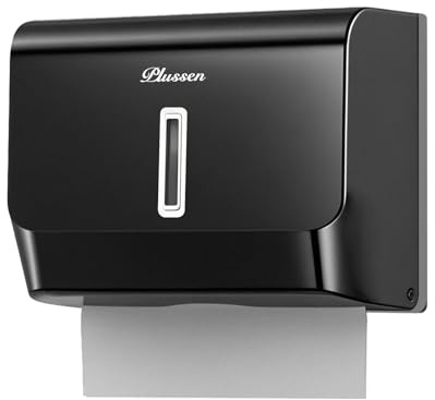 plussen Handtuchspender Wandmontage für Papierhandtücher, Kommerzieller Badezimmer- & Küchenspender,Z-Falzung/Multifalzung Fassungsvermögen 200 Blatt,Papierhandtuchspender ohne Bohren(6006 Schwarz)