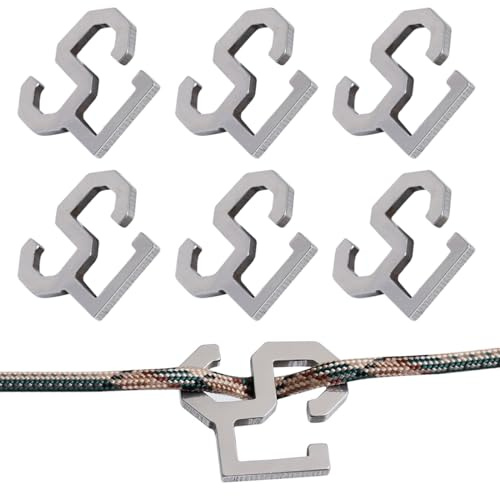 OHREN 6 Pièces Tendeurs en Acier Inoxydable à Trois Trous Réglables pour Corde, Tendeur pour Tente de Camping, Pique-Nique, Randonnée, Extérieur