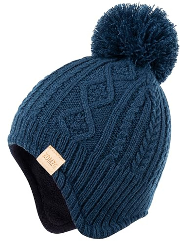 Baby Beanie Hat, vintervarm stickad mössa och halsduk med pom pom för flickor, vintermössa för småbarn (0-36 månader)