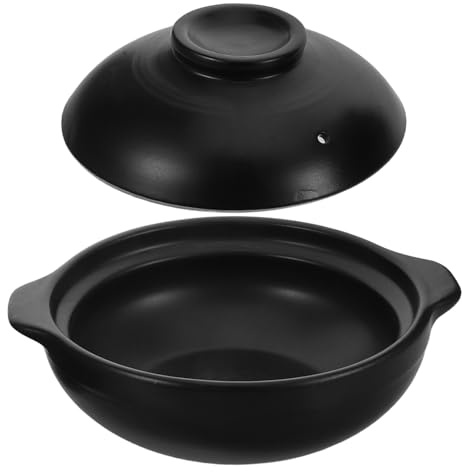 ABOOFAN Cacerola de Gas de Llama Abierta de Cerámica Olla de Barro Tapa para Preparar Terrinas de Arroz y Sopas Calientes para Uso Familiar o Comercial Utensilios de Cocina Resistentes