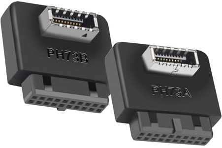 WLGQ Adaptador USB 3.0 a USB tipo E (llave A) de ángulo recto de 90 grados para cabecera de placa base de 19/20 pines, panel frontal interno, soporte USB C con carcasa de plástico (A+B)