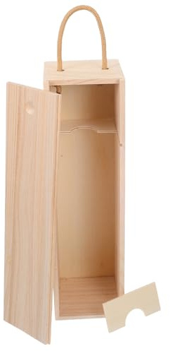 Hohopeti Coffret À Vin en Bois pour Une Seule Bouteille Porte-Bouteille Simple avec Poignée Ouverture Facile Grain Unique pour Célébrations Pendaison De Crémaillère Et Anniversaire