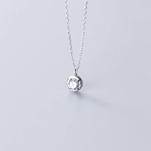 LYGBAOFUL S925 Silverhalsband, Dam Rund Fyrklods Enkel diamant nyckelbenskedja s925 Silverhalsband