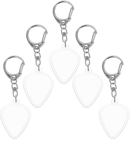 ULTECHNOVO 5 Llaveros Estuche Transparente para Púas de Guitarra Soporte Portátil para Plectros Acústicos y Eléctricos Caja Organizadora Compacta para Músicos