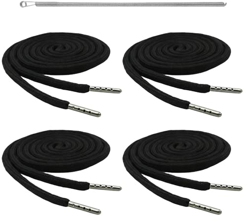 4 Stück Kordel für Jogginghose,Kordel für Hoodie,Schwarz Hose Hosenbund,Baumwolle Baumwollkordel Drawstring,Flach Hoodiekordel Hosen,Hosenband Schnur Badehose,Elastische Ersatzkordel