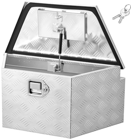 VEVOR Scatola Portaoggetti per Timone del Rimorchio 1660x330x305 mm in Alluminio, Cassone Portautensili con Serratura per Rimorchio Capacità di Carico 50 kg Scatola per Attrezzi Utensili Oggetti
