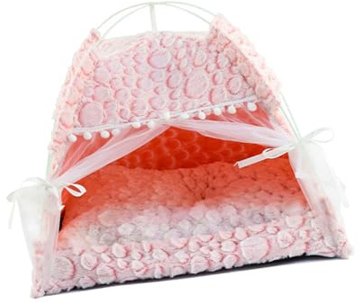 Msioytog Tenda per Cani in Peluche, Tenda per Gattini, con Cuscino Rimovibile, Comoda e Calda Tenda per Uso Interno