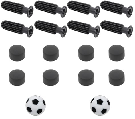 Kickerdelar – ersättningstandhandtag, plaströrlock, svart-vita bollset | fotbollshandtag bordsfotbollsmaskin reparation barn – lekrum fritidsaktivitet turnering