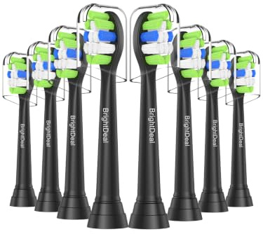 BrightDeal Têtes de Brosse à Dents Compatibles avec Philips Sonicare - Rechange pour Sonicare HealthyWhite/EasyClean - 8 Pièces, Noir