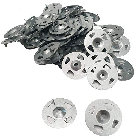 Steel flat 34mm Diameter Pack of 100 Pieces for Insulation Thermoboard Backer Boards (Pack of 100)