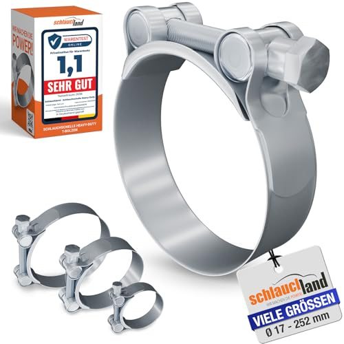 1 Stück EDELSTAHL-SCHELLE HEAVY DUTY Ø 65-70mm V2A Gelenkbolzenschelle | GRÖSSEN 17-252mm & 1/10/20/50/100 Stck | SCHLAUCH-SCHELLE EXTRA STARK INOX W4 Edelstahl V2A 1.4301 rostfrei T-Bolzen | TOP