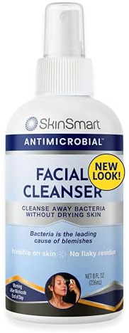 SkinSmart Antimicrobial Facial Cleanser for Breakouts & Blemishes; Hypochlorous Acid Formula Targets Bacteria to Reduce Skin Irritation and Flush Pores Clean, 8 oz Spray, All Ages & All Skin Types