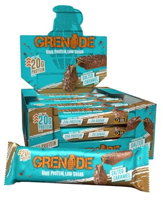Grenade High Protein, Low Sugar Bar - Chocolate Chip Salted Caramel, 12 x 60 g