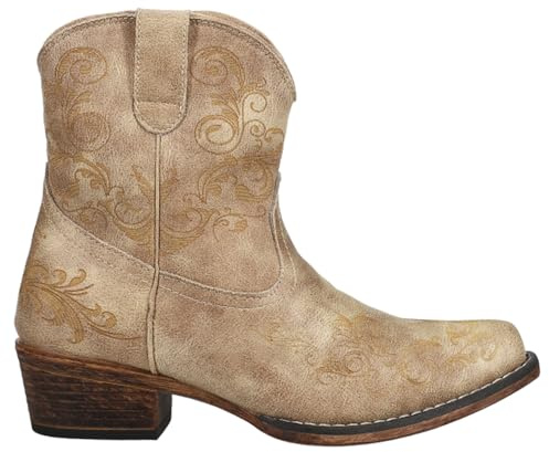 ROPER Damen-Stiefel, kurze Schuhe, geprägt, Snip-Toe, lässiger Absatz, 2,5–5,1 cm, Braun