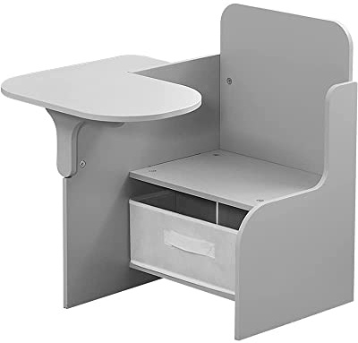 Rainbow Tree 2 in 1 Wooden Children Table with Chair, Small Kids Table and Chair Set with Storage for Toys Books, Suitable for Kids Children Toddlers Boys Girls (Grey)