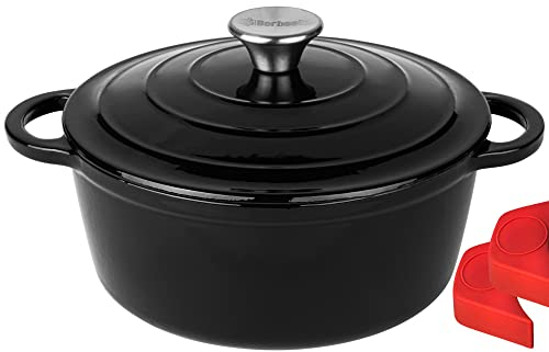 CLP Olla Holandesa Oven De Hierro Fundido Antiadherente I Cacerola Dutch Oven con Tapa, Asas & Soportes De Silicona, Tamaño:4 L