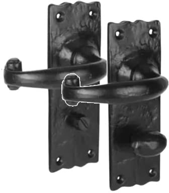 Golden Grace Antique Plain Bathroom Door Handles, 150x52mm Black | Includes matching spindle, fixing screws and thumbturn; rustic textured metal backplate fits Georgian or Victorian homes.