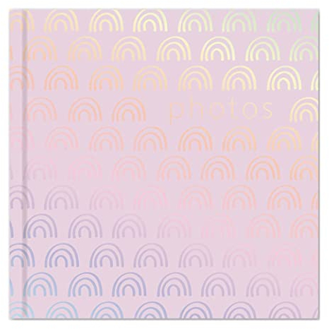 Pink Rainbow Design Photo Album Holds 200 Slip In Family 4'' x 6'' Photographs, Multi (7595)