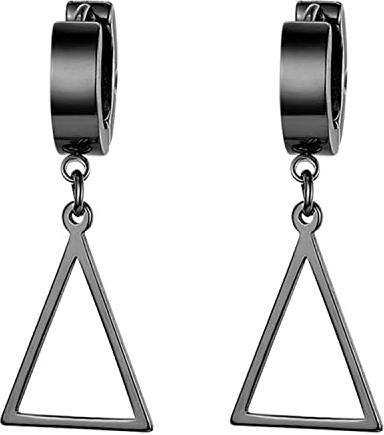 JewelryWe Schmuck Damen Herren Creolen Ohrringe Edelstahl Geometrisches Dreieck Huggie Kreolen Ohrstecker Ohrhänger, Silber Gold Schwarz